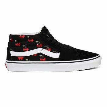 Vans Cherries Sk8-Mid - Miesten Korkeavartiset tennarit - Mustat